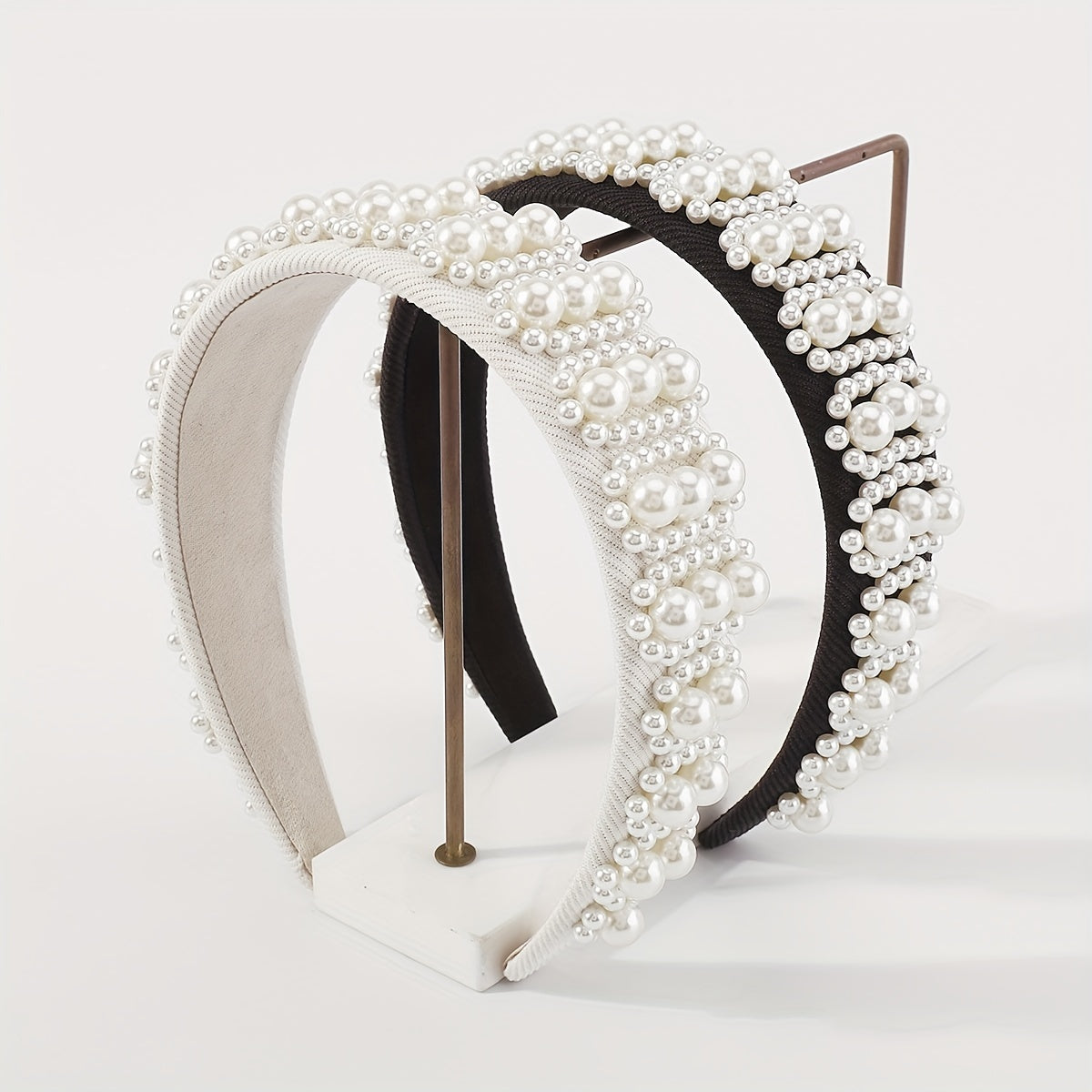 Pearl Decor Wide Head Hoop Headband for Women Wedding Party