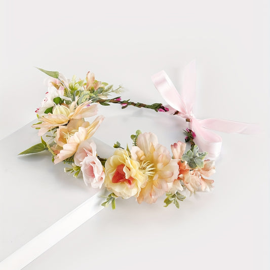 Simulation Flower Leaf Wreath Bridal Headband Hair Accessories For Women Girls
