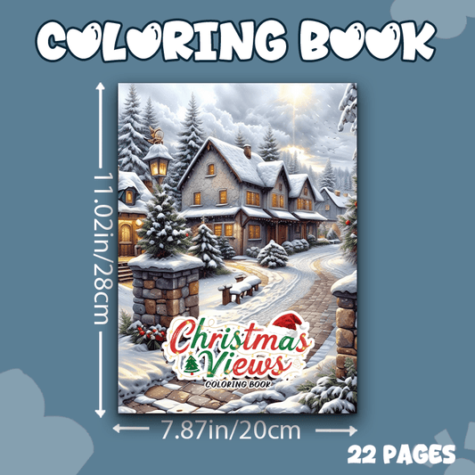 Christmas Views Adult Coloring Book: Cozy Cottages & Snowy Landscapes