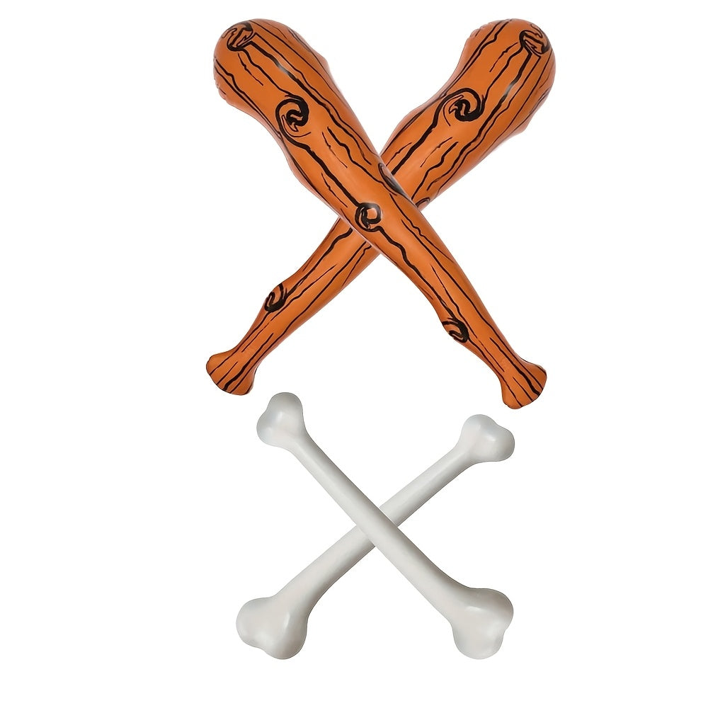 2pcs Inflatable Caveman Bat and Bone Set Dinosaur Caveman Party Props