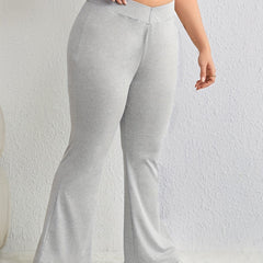  Women's Solid Flared Leg High Rise Trousers