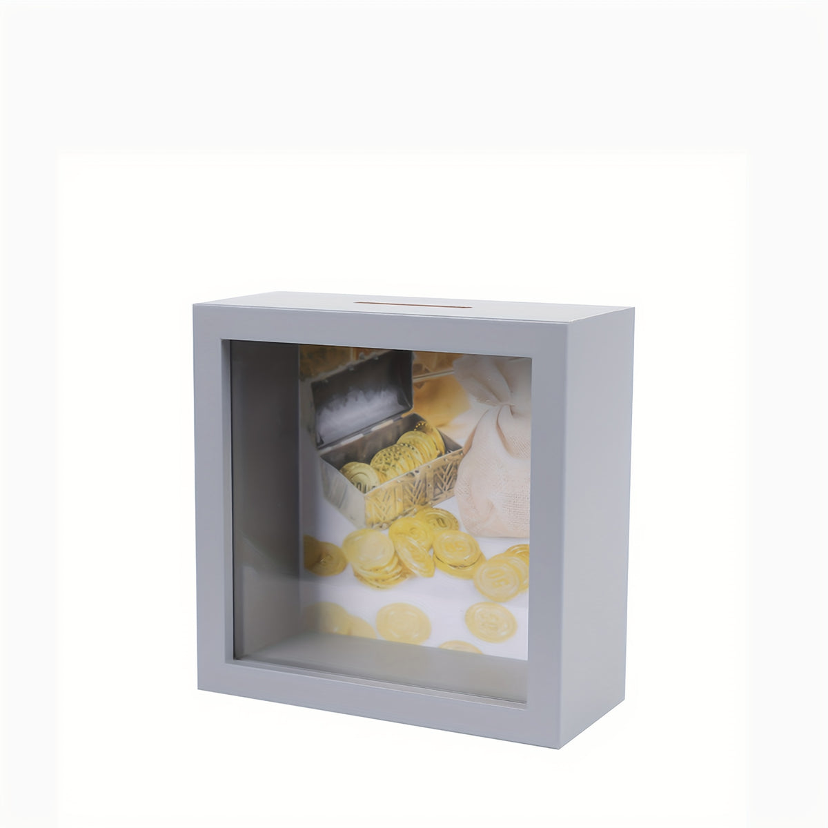Acrylic Photo Frame Piggy Bank Transparent Reusable Coin Cash Money Box