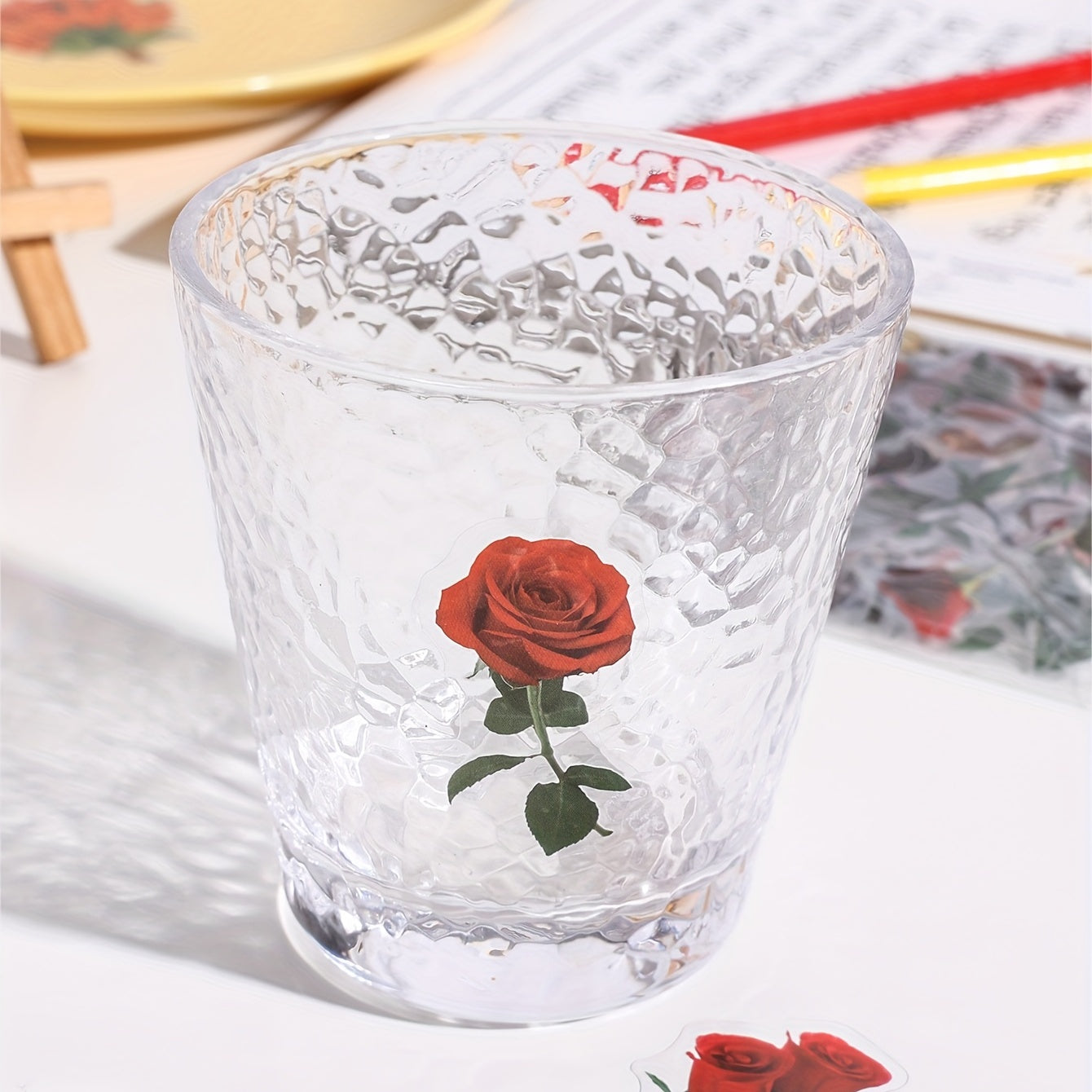 Vintage Red Rose Decorative Waterproof Stickers for Water Bottle Laptop Phone