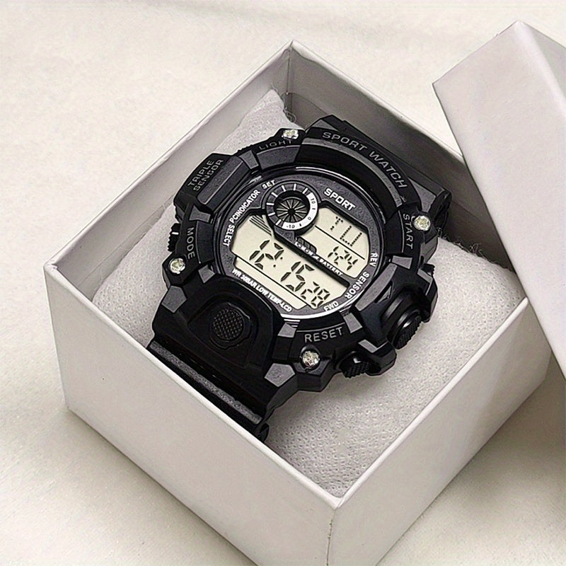Casual Digital Screen Silicone Watchband Multifunctional Electronic Watch