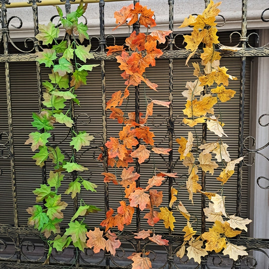 Autumn Maple Leaves and Rattan Door Hanging Decor