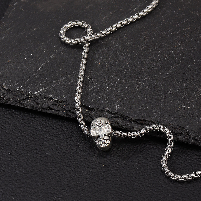 Skull Pendant Punk Style Stainless Steel Necklace