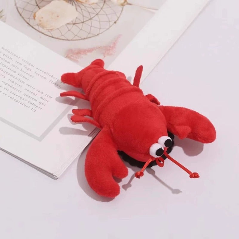 Red Plush Lobster Toy with Expressive Eyes Crab Prawn Pendant