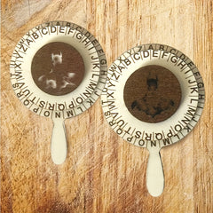 Spy Decoder Wheel Artificial Wood Letter and Number Code Hidden Message Tool