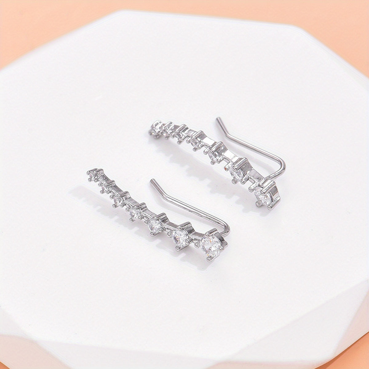 Zircon Decor Earrings Minimalist Style Copper 14K Plated Jewelry