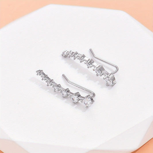 Zircon Decor Earrings Minimalist Style Copper 14K Plated Jewelry