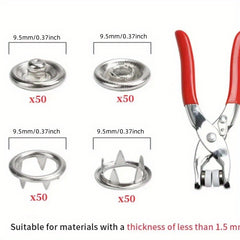 Button Mounting Tool Set Metal Pliers No Sew Fasteners Studs