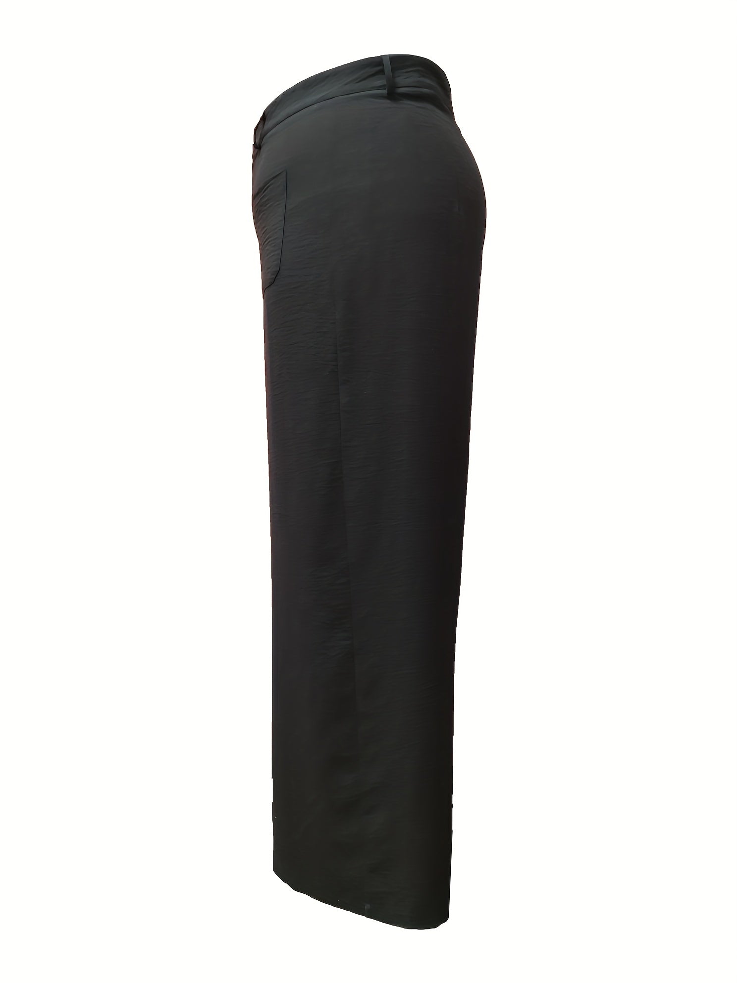 Women's Plus Solid Wide Leg Pants High Rise Button Fly