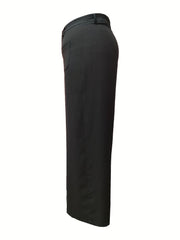 Women's Plus Solid Wide Leg Pants High Rise Button Fly