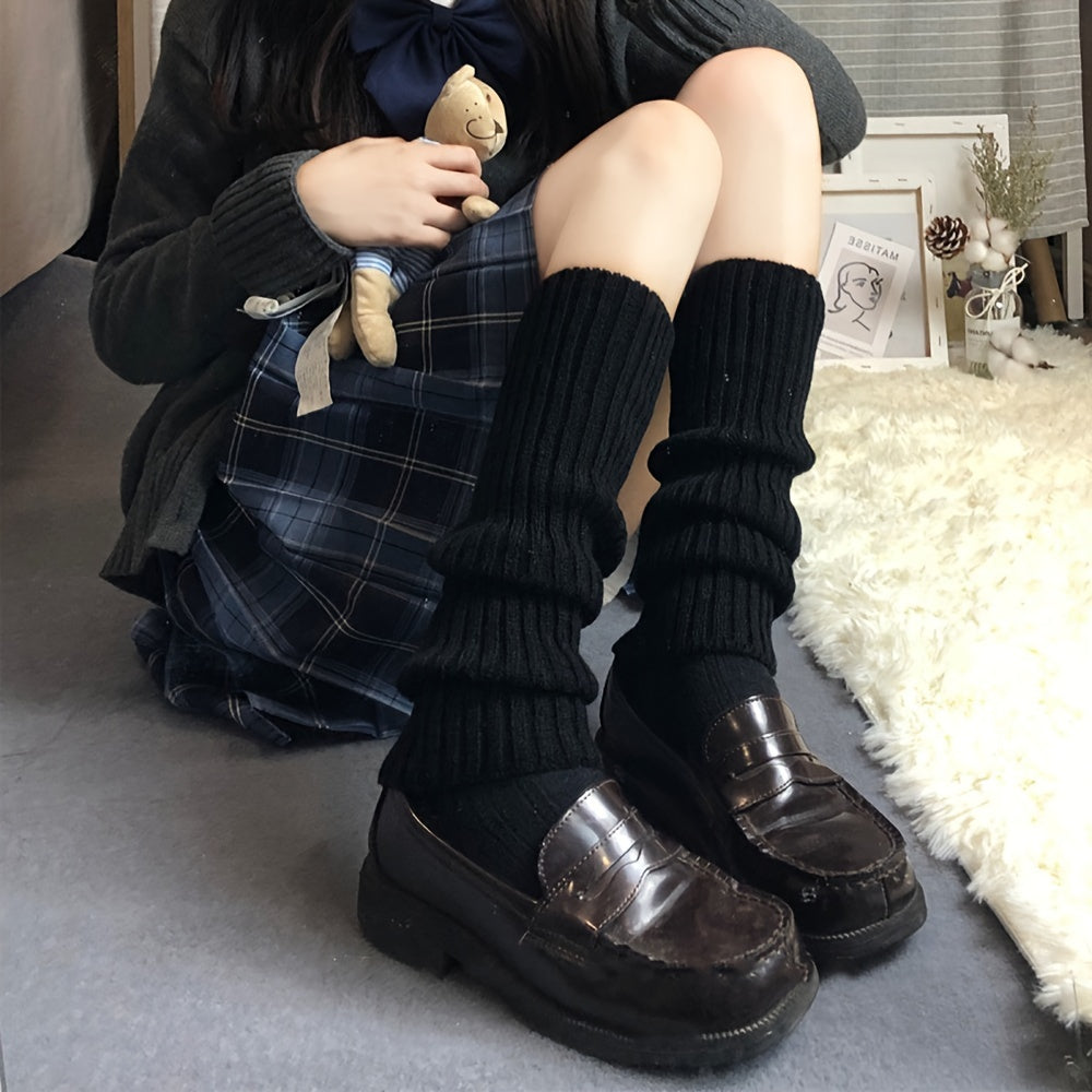 Rib Knit Leg Warmers Knee High Socks Women's Stockings & Hosiery