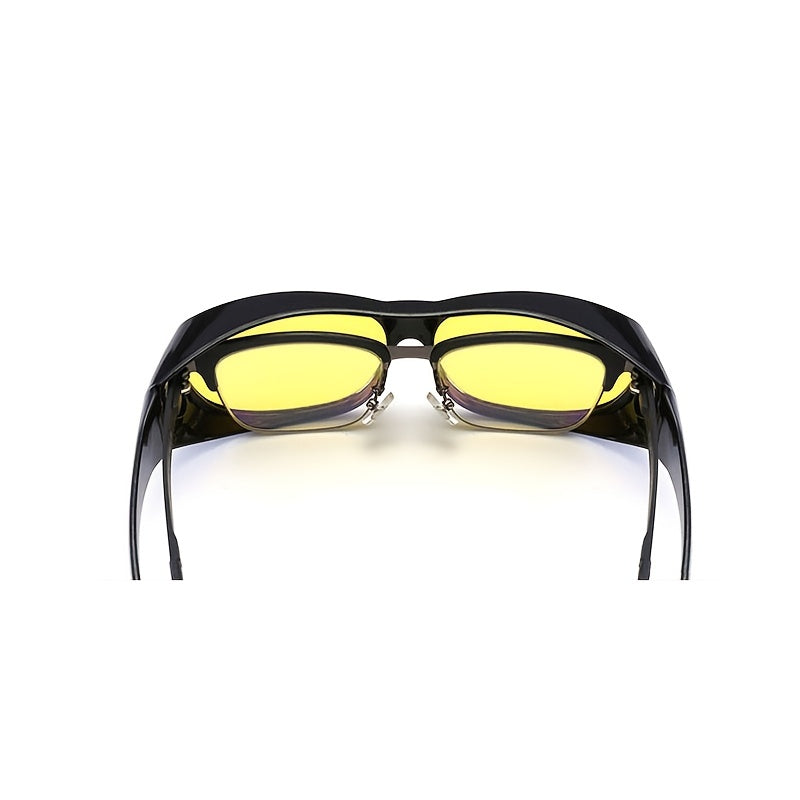 Night Vision Driving Glasses Set Mirror Rain Snow Fog Brightening Goggles
