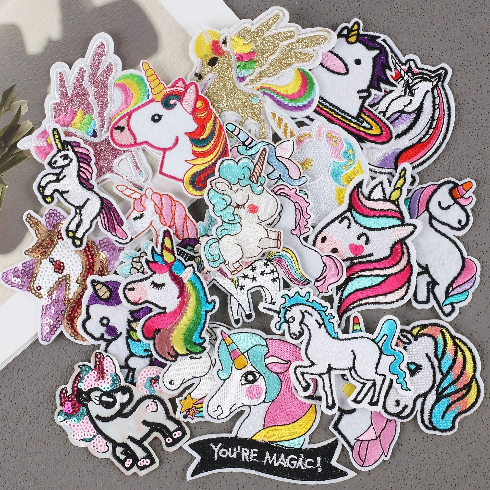 23pcs Unicorn Iron On Patches Embroidered Applique Repair DIY Crafts Projects