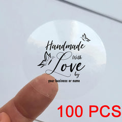 100 Transparent Love Butterfly Stickers for Packaging & Personalization