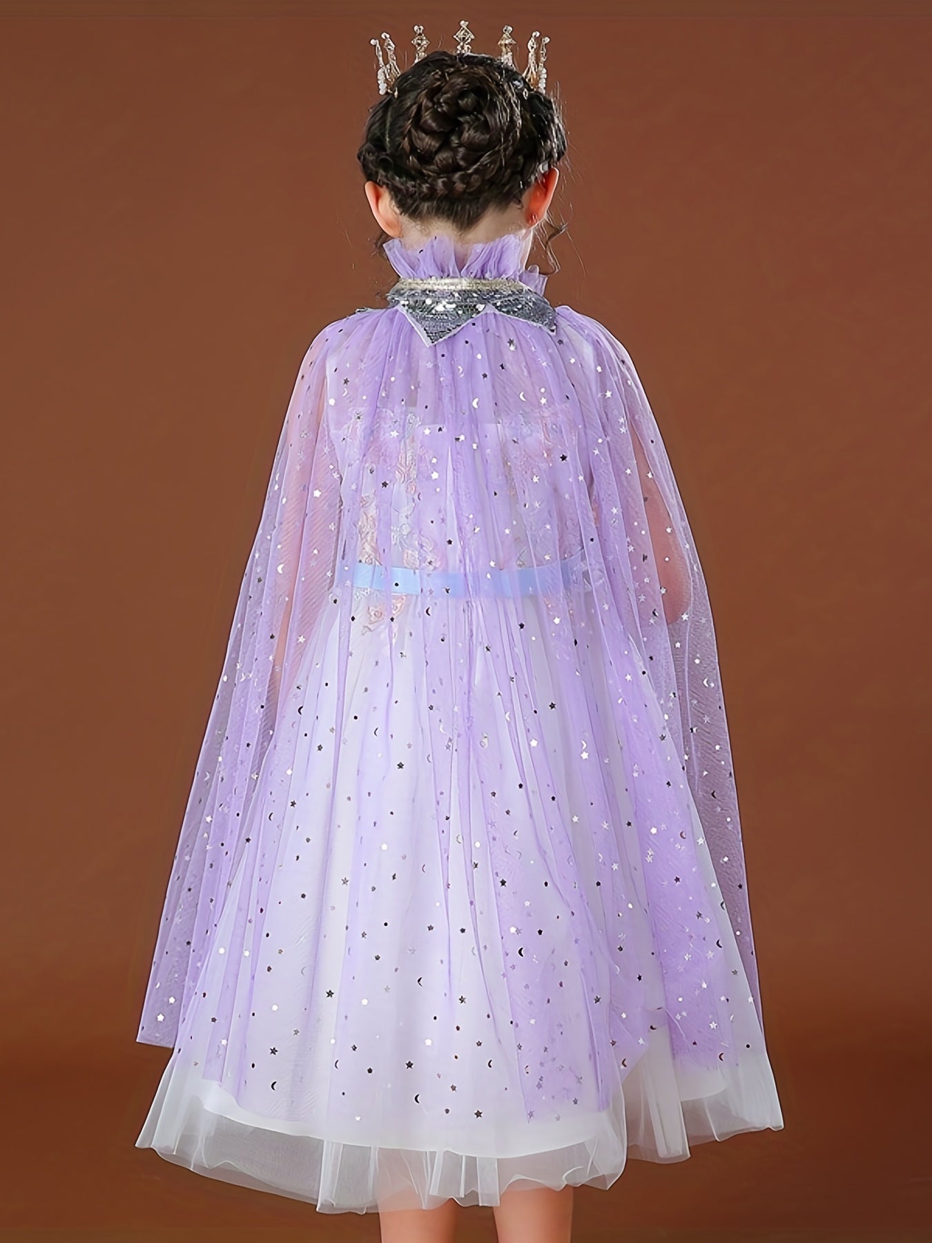 Girls Cartoon Sequin Princess Cloak Cape For Party Cosplay Dress Up