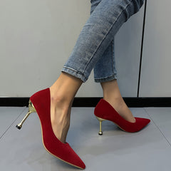 Women's Pointed Toe Metal Heel High Heels Stiletto Pumps