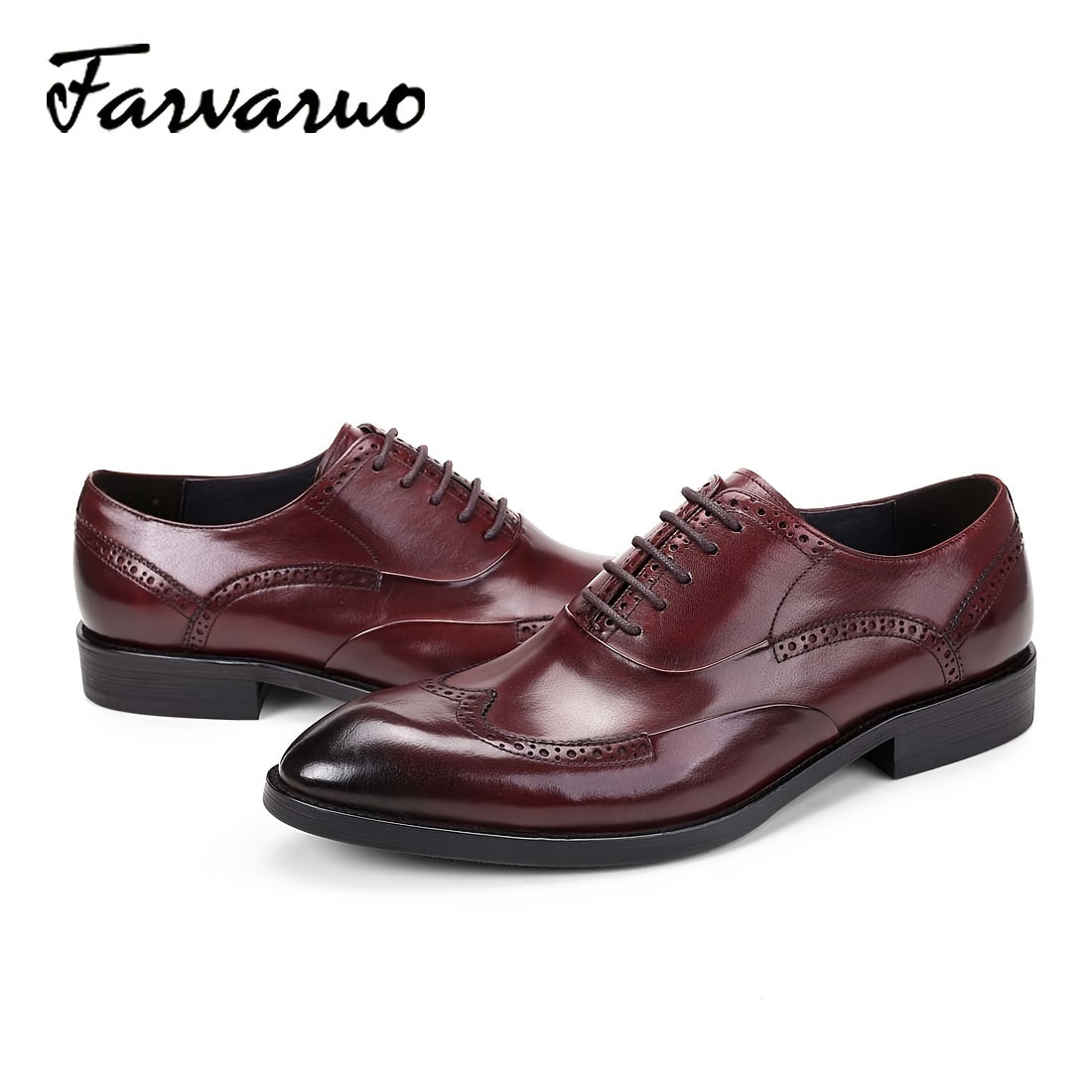 FARWARWO Men's Wingtip Brogue Leather Dress Shoes