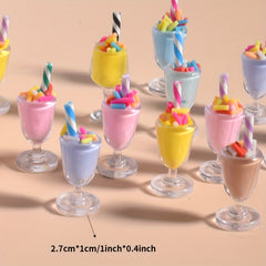 4pcs Mixed Faux Ice Cream Set Dollhouse Ornaments Plastic Material