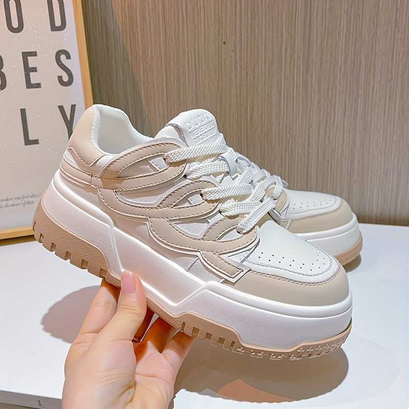 Women's Thick Bottom Skate Shoes Versatile Lace Up Sport Shoes