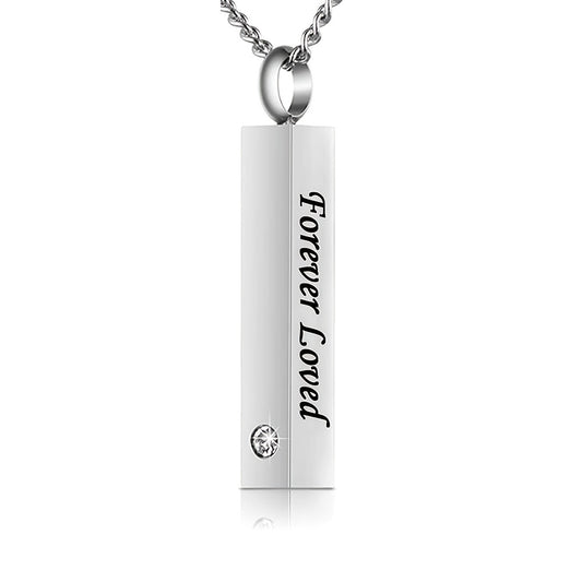 Crystal Cubic Urn Stainless Steel Locket Ashes Pendant Keepsake