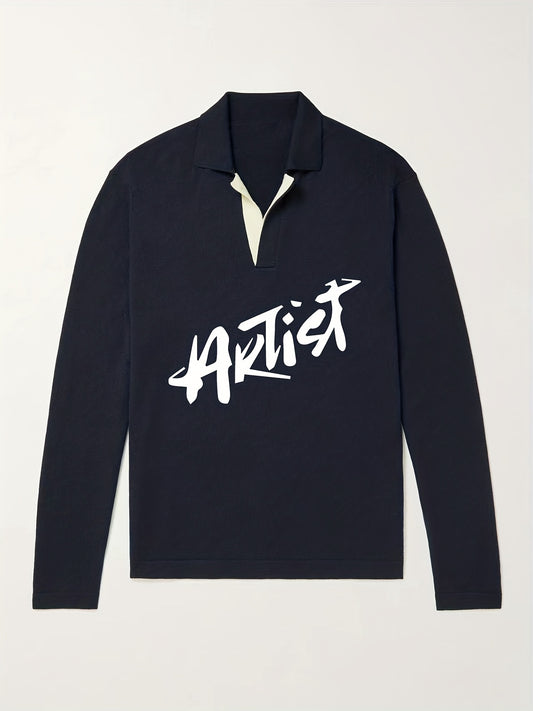 Artist Knit Polo Men's Pullover Sweater Winter Autumn
