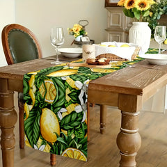 Summer Lemon Pattern Table Runner Farmhouse Linen for Party Wedding