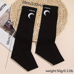 Moon Print Long Gloves Elastic Fingerless Sunscreen Gloves Women