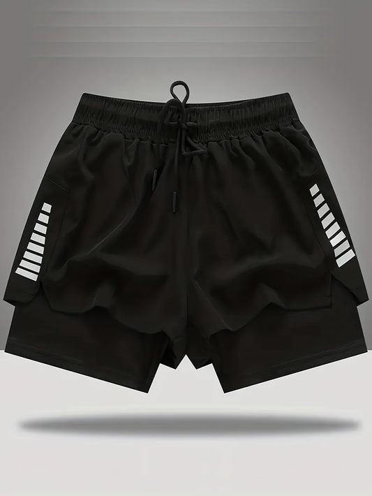 Men's 2-in-1 Drawstring Stretch Sports Shorts for Gym Workout