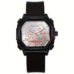 Waterproof Chronograph Wristwatch Analog Leather Strap Watch For Boys