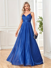 Pleated Mesh V Neck Bridesmaid Dress for Wedding Party