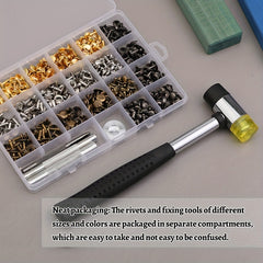 240 Double Cap Rivets Tubular 4 Colors DIY Leather Craft Kit