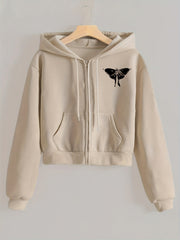 Women's Zip Up Crop Hoodie with Pocket