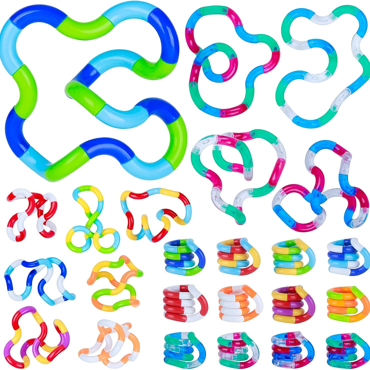 3pcs Stress Relief Twist & Transforming Toys Colorful Shapeshifting Fidget Toys