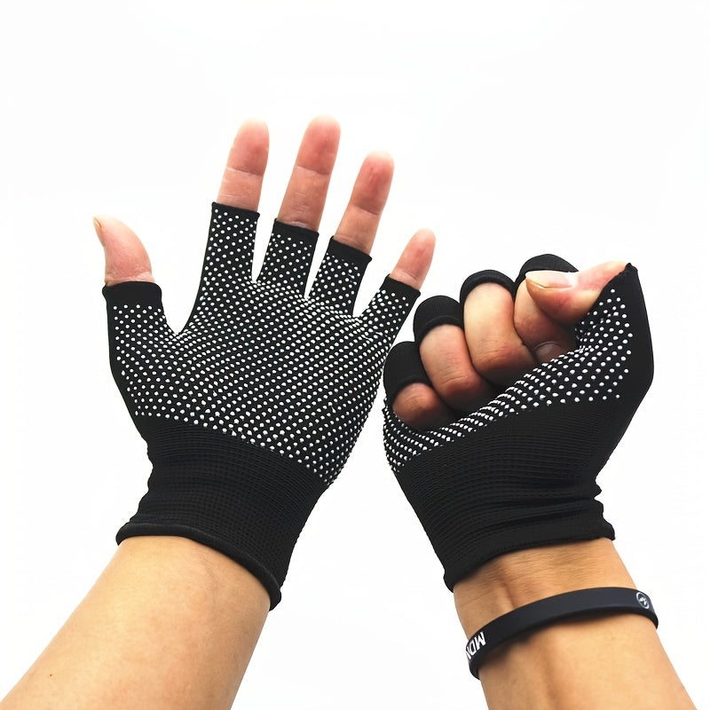 1pair Anti Slip Breathable Fingerless Finger Gloves Outdoor Cycling Driving