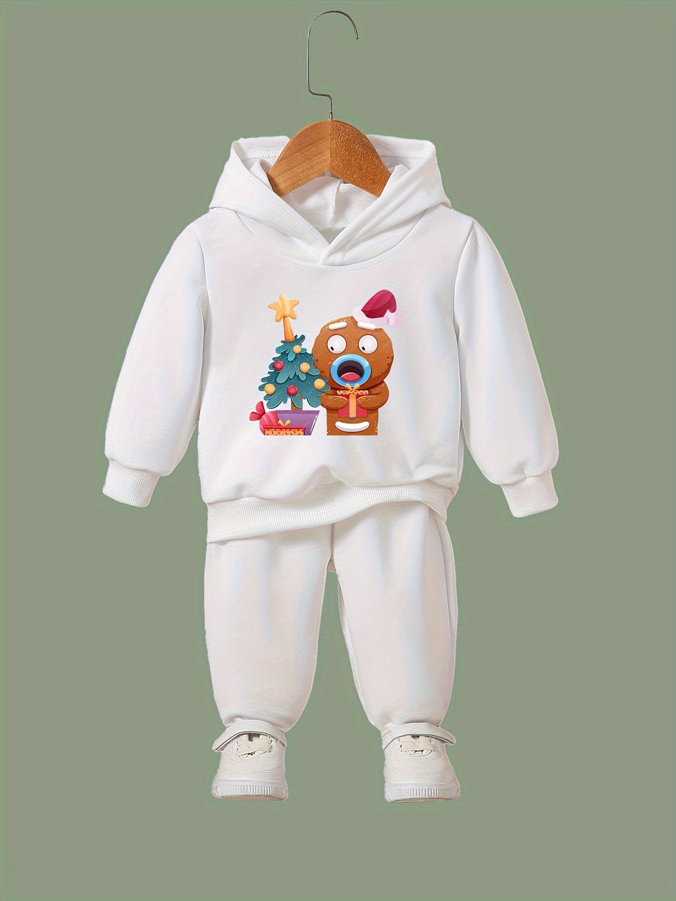 Girls Cartoon Biscuit Hoodie Sweatshirt and Sweatpants Set