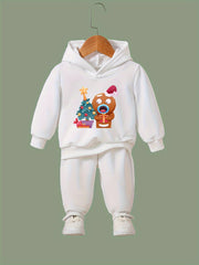 Girls Cartoon Biscuit Hoodie Sweatshirt and Sweatpants Set