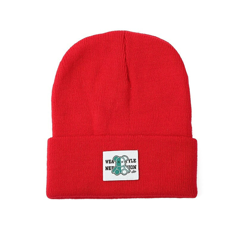 Warm Knitted Hat Bear Men Women Autumn Winter