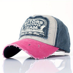 Distressed Printed Patch Baseball Cap Washed Cotton Sun Hat