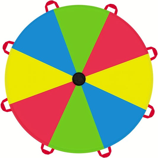 Kids Multicolored Parachute With 8 Handles for Indoor Outdoor Games