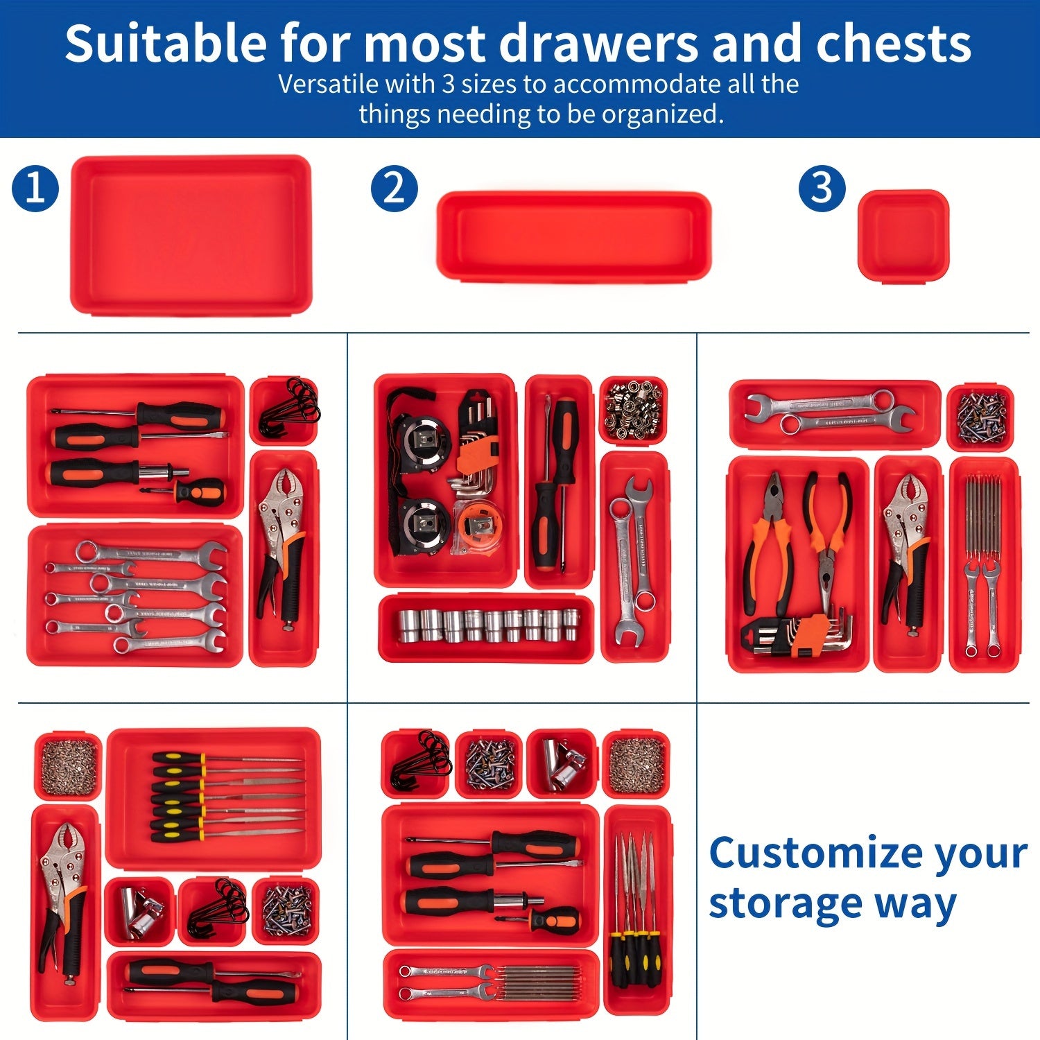 45pcs Tool Storage Box Divider Set Desk Drawer Garage Organization