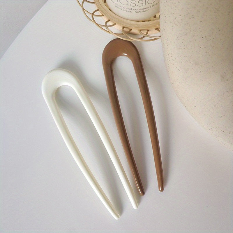 2pcs U shaped Hair Pin Solid Hair Bun Holder Hair Clip Hair Accessories