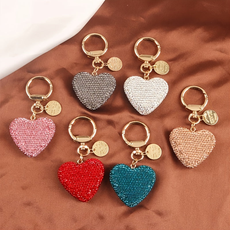 1pc Peach Heart Car Keychain Women Handbag Pendant Keyring Gift