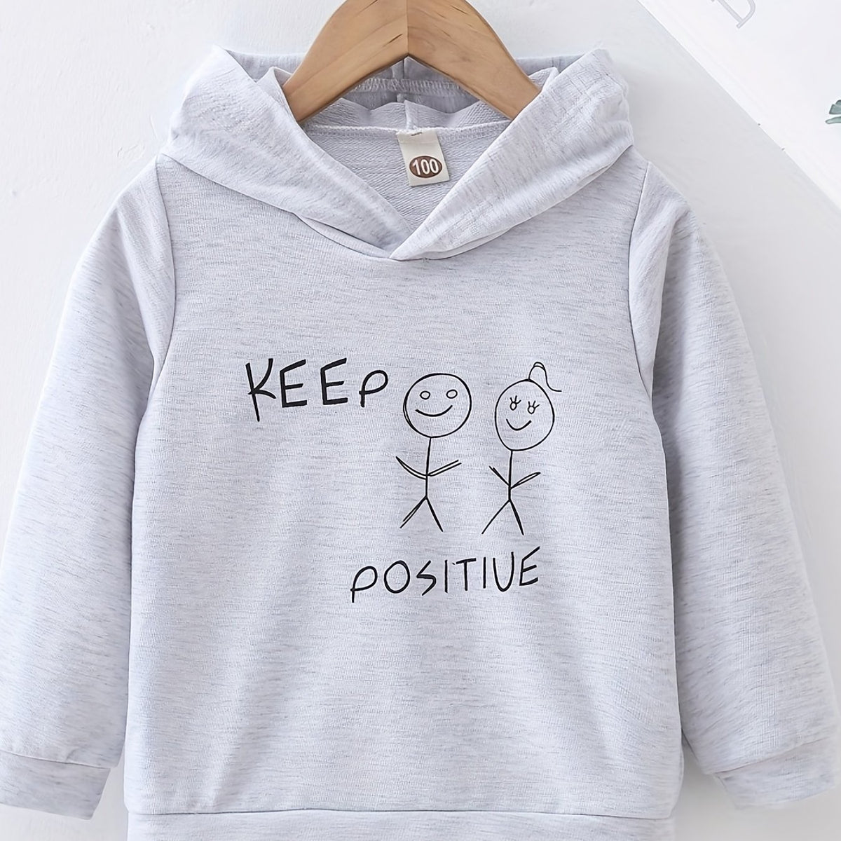 Girls 'Keep Positive' Graphic Pullover Hoodie Sweatshirt
