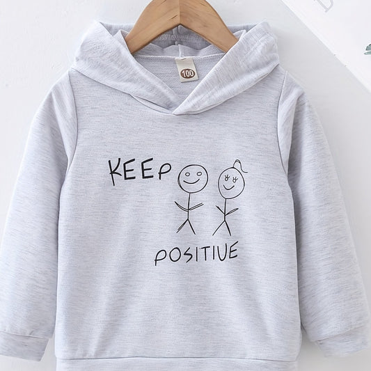 Girls 'Keep Positive' Graphic Pullover Hoodie Sweatshirt