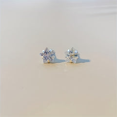 925 Silver Star Zircon Stud Earrings for Women