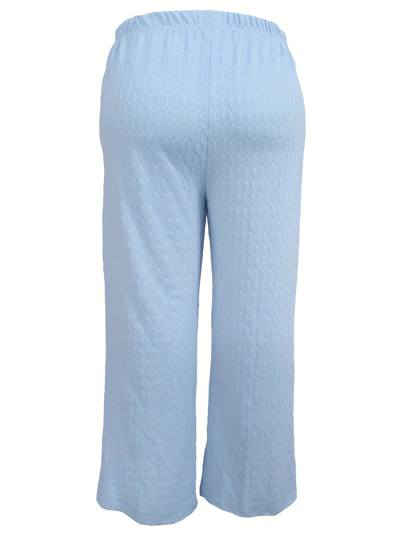  Solid Textured Wide Leg Trousers With Pockets