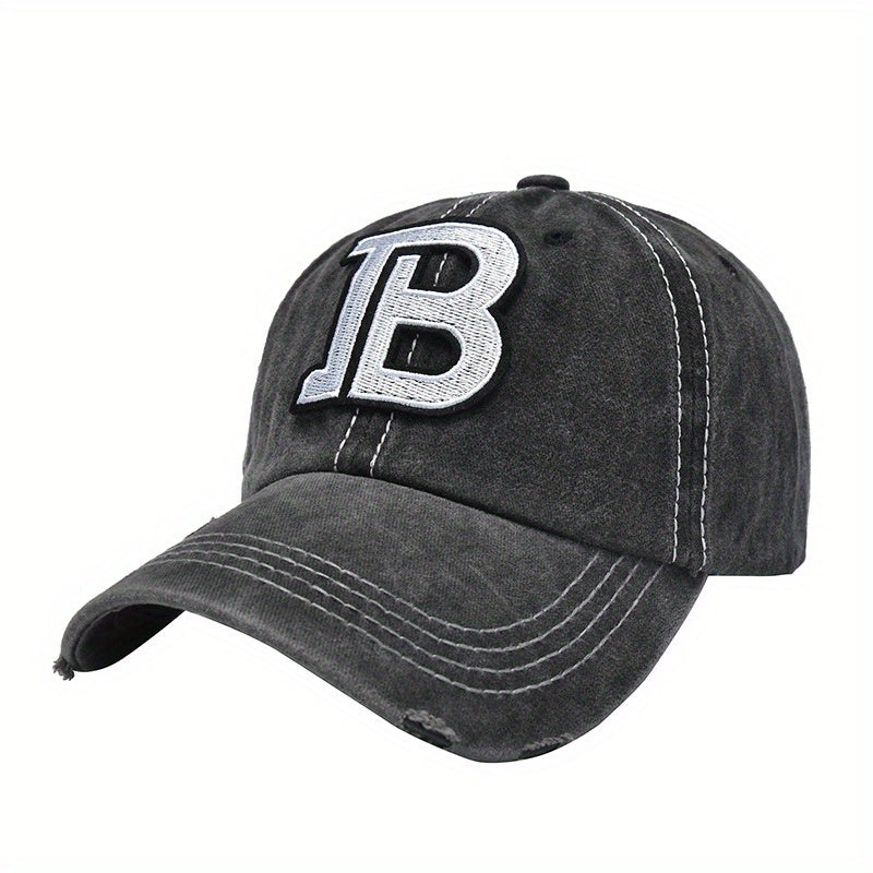 Distressed Washed Cotton Embroidery Baseball Cap Women